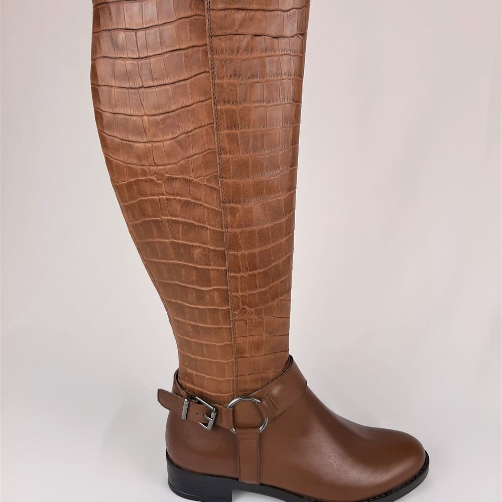 Brown Buckle Leather Cowboy Boots
